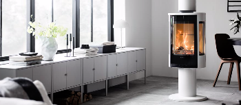 Contura 886 blanc - Porte en verre, plateau supérieur en aluminium laqué