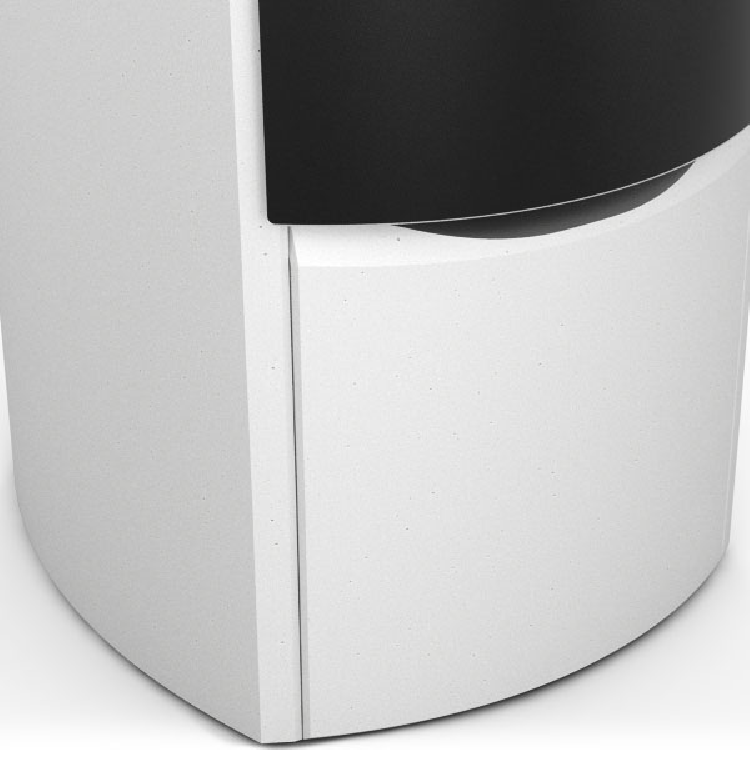 Le revêtement en pierre réalisé individuellement à la main fait de chaque poêle T-SKY une pièce unique.