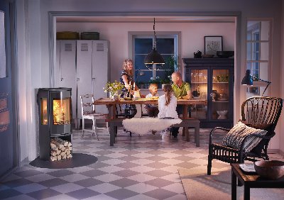 Contura 556 black - Glass door, cast-iron shelf