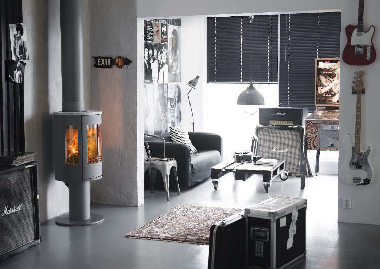 Contura 586 gris - Porte en fonte, plateau pierre ollaire