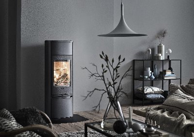 Contura 890 negro - Puerta de vidrio, placa superior de aluminio lacado