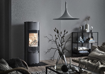 Contura 890 noir - Porte en verre, plateau supérieur en aluminium laqué