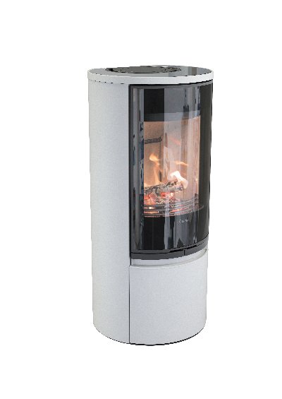 Contura 510 blanc - Porte en verre, plateau en verre