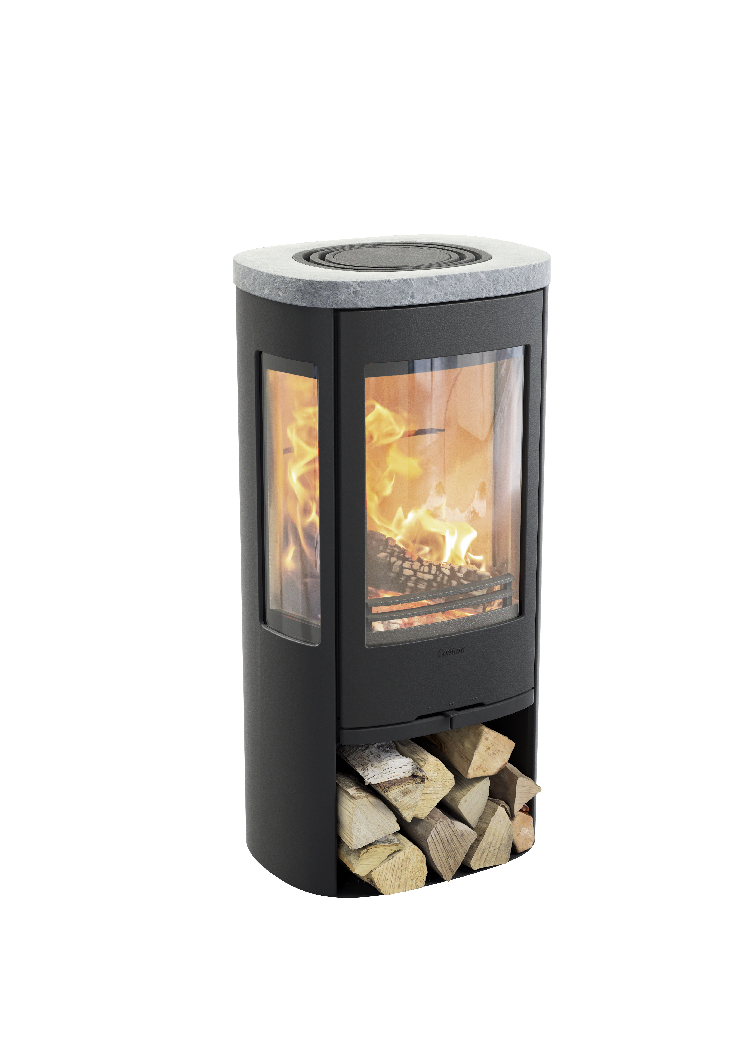 Contura 856 noir - Porte en fonte, plateau en pierre ollaire