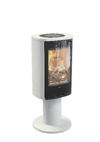 Contura 870 blanc - Porte en verre, plateau supérieur en aluminium laqué