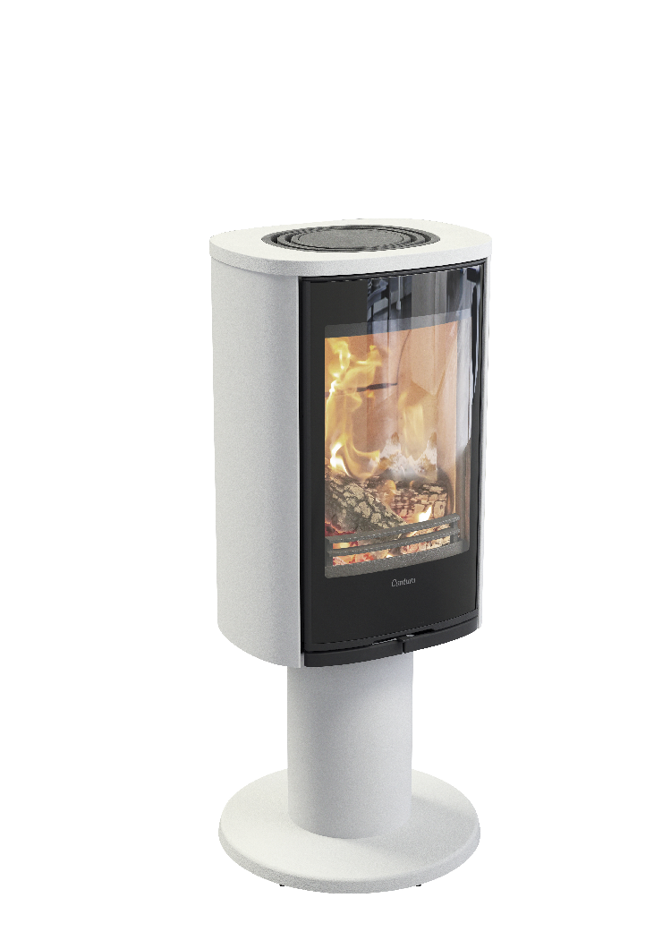 Contura 870 blanc - Porte en verre, plateau supérieur en aluminium laqué