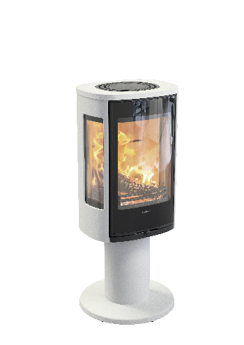 Contura 886 blanc - Porte en verre, plateau supérieur en aluminium laqué